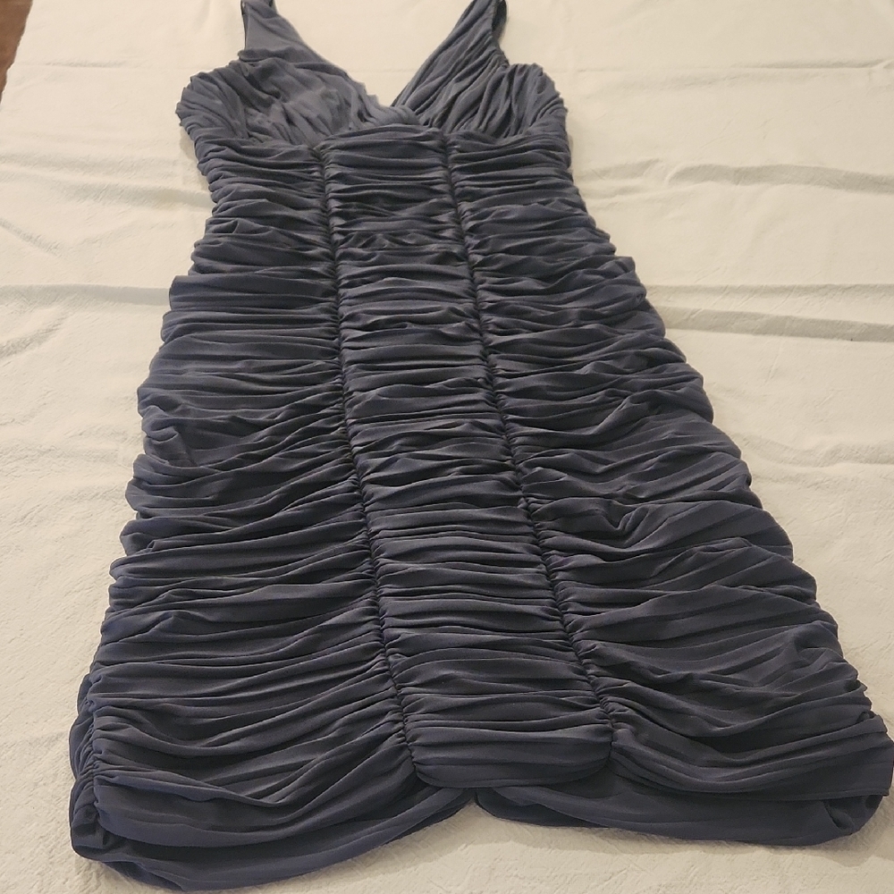 Nicole Miller Deep Gray Ruched Mini Dress Size 8